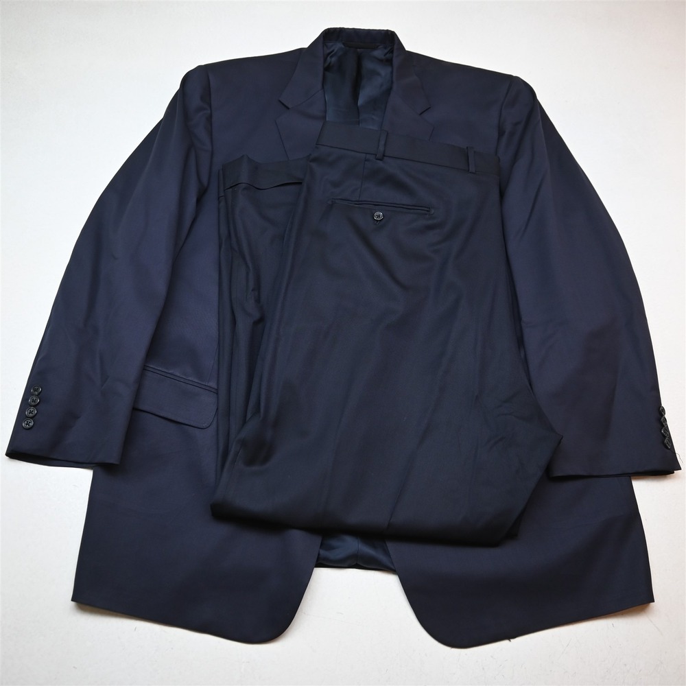 Hickey Freeman 54L 44x34 Navy Blue Wool USA Made Mens Jacket Pants Suit